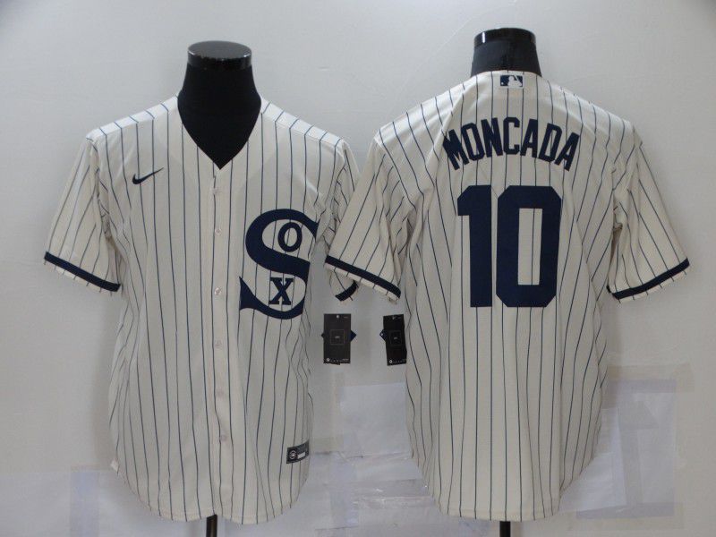 Men Chicago White Sox #10 Moncada Cream stripe Dream version Game Nike 2021 MLB Jerseys->chicago white sox->MLB Jersey